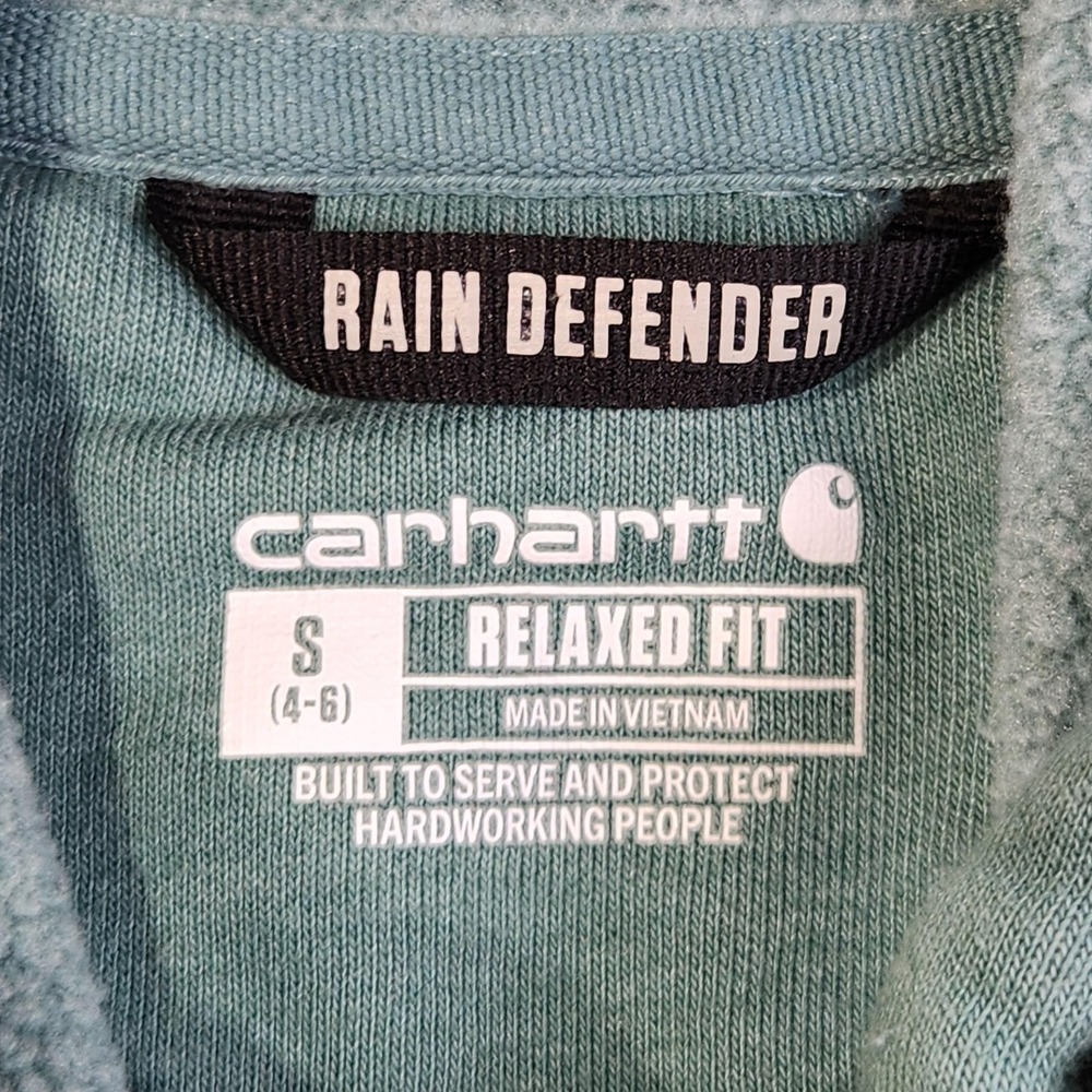 Carhartt Rain Defender Hoodie Sweatshirt Womens Small Green Fleece‎ Pullover - Picture 2 of 9